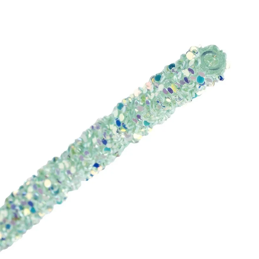 Glitzer-Tubes, flexibel, 10cm lang, Ø 0,5cm, mint, irisierend, 12 Stück