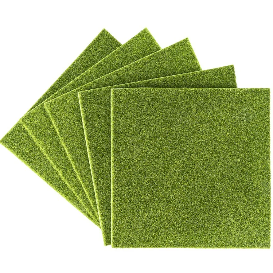 Grasmatten, 20cm x 20cm, 4mm hoch, grün, 5 Stück