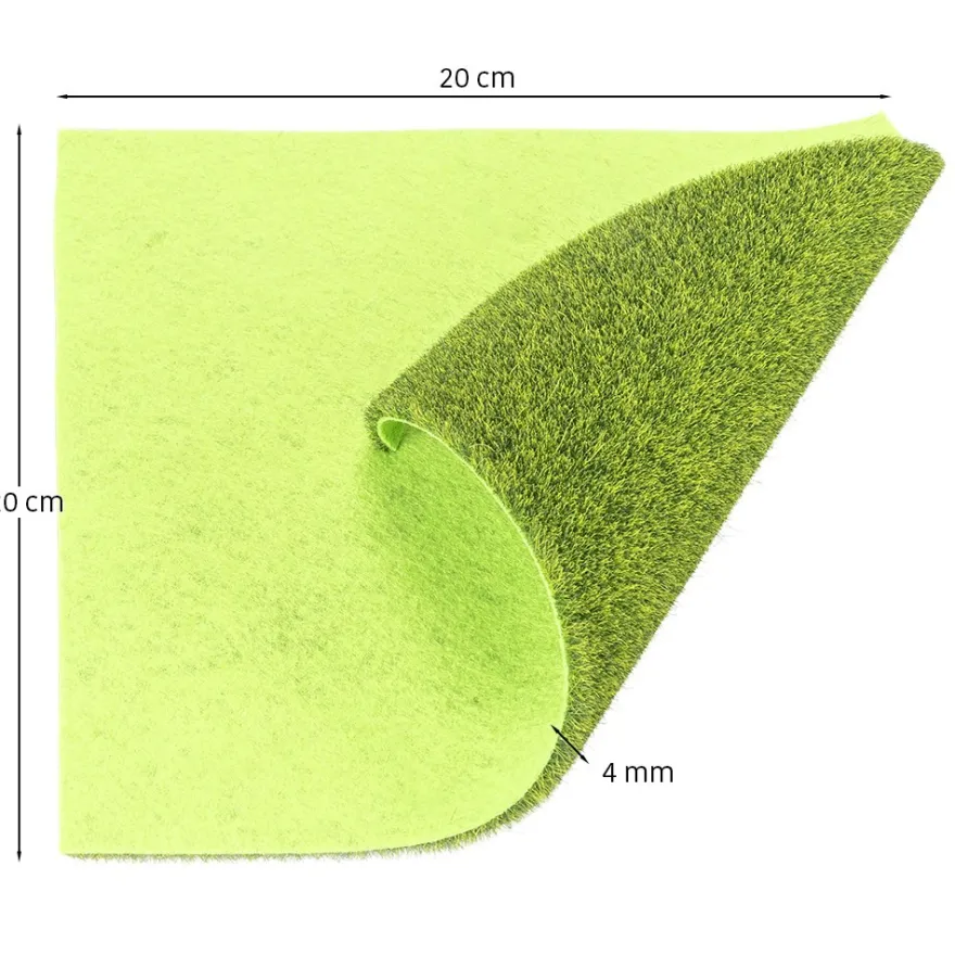 Grasmatten, 20cm x 20cm, 4mm hoch, grün, 5 Stück