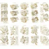 Gravur-Sticker, Blumen & Texte, transparent/gold, 10 Bogen