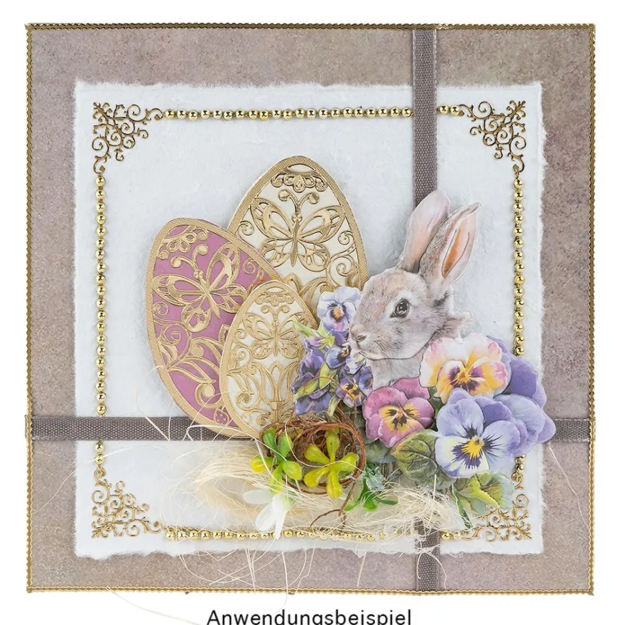 Gravur-Stickerbogen, Frohe Osterzeit, 10cm x 23cm, transparent/gold, 10 Bogen