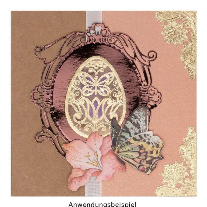 Gravur-Stickerbogen, Frohe Osterzeit, 10cm x 23cm, transparent/gold, 10 Bogen
