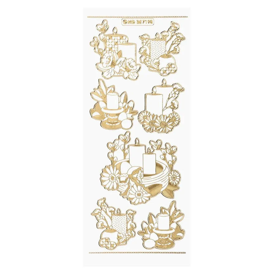 Gravur-Stickerbogen, Ostern, transparent/gold, 10 Bogen