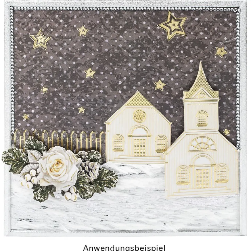 Gravur-Stickerbogen, Winter/Weihnacht 2, 10cm x 23cm, transparent/gold, 10 Bogen