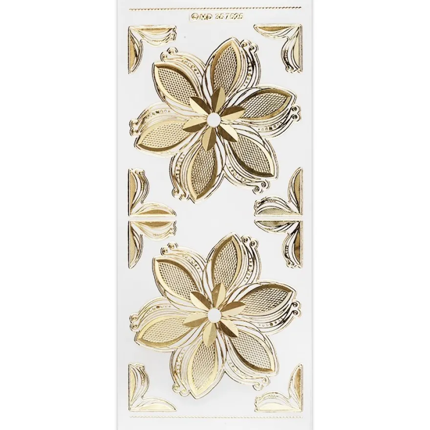 Gravur-Stickerbogen, Zier-Ornamente, 10cm x 23cm, transparent/gold, 10 Bogen