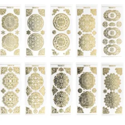 Gravur-Stickerbogen, Zier-Ornamente, 10cm x 23cm, transparent/gold