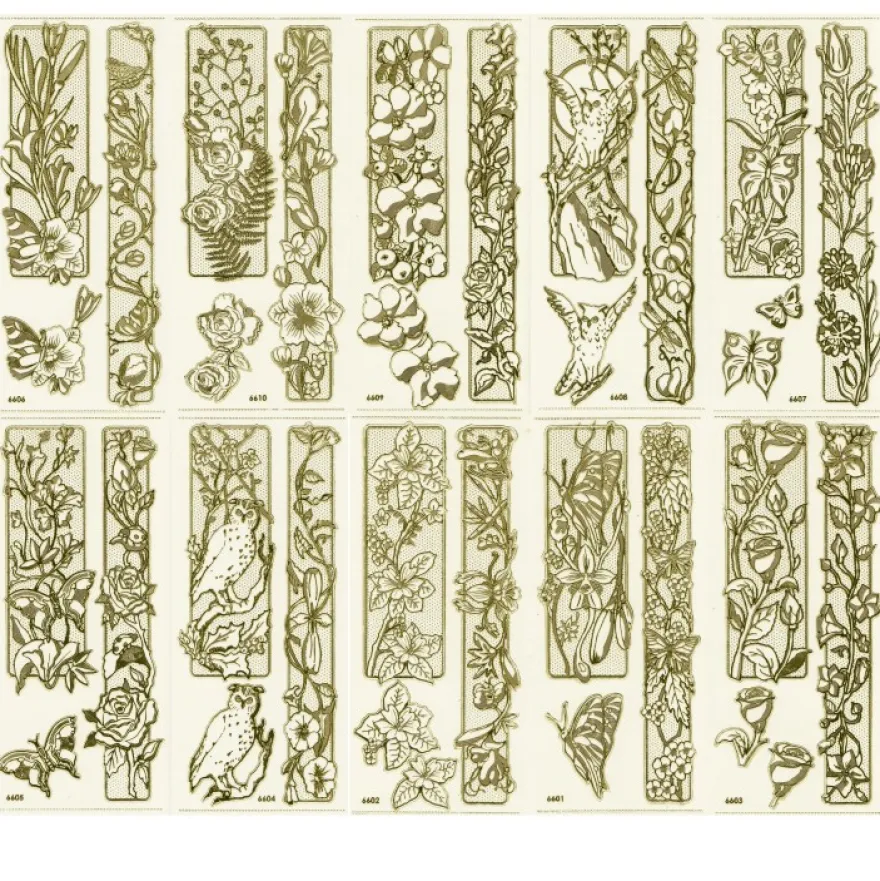 Gravur-Sticker, 20 florale 3-D Bordüren