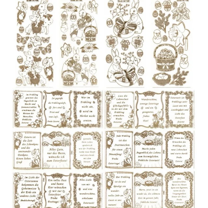 Gravur-Sticker, Frühjahr und Ostern, 10 Bogen