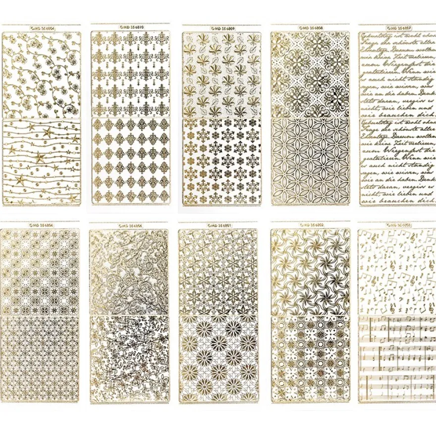 Gravur-Sticker, Hintergründe "Eleganz", transparent/gold, 10 Bogen