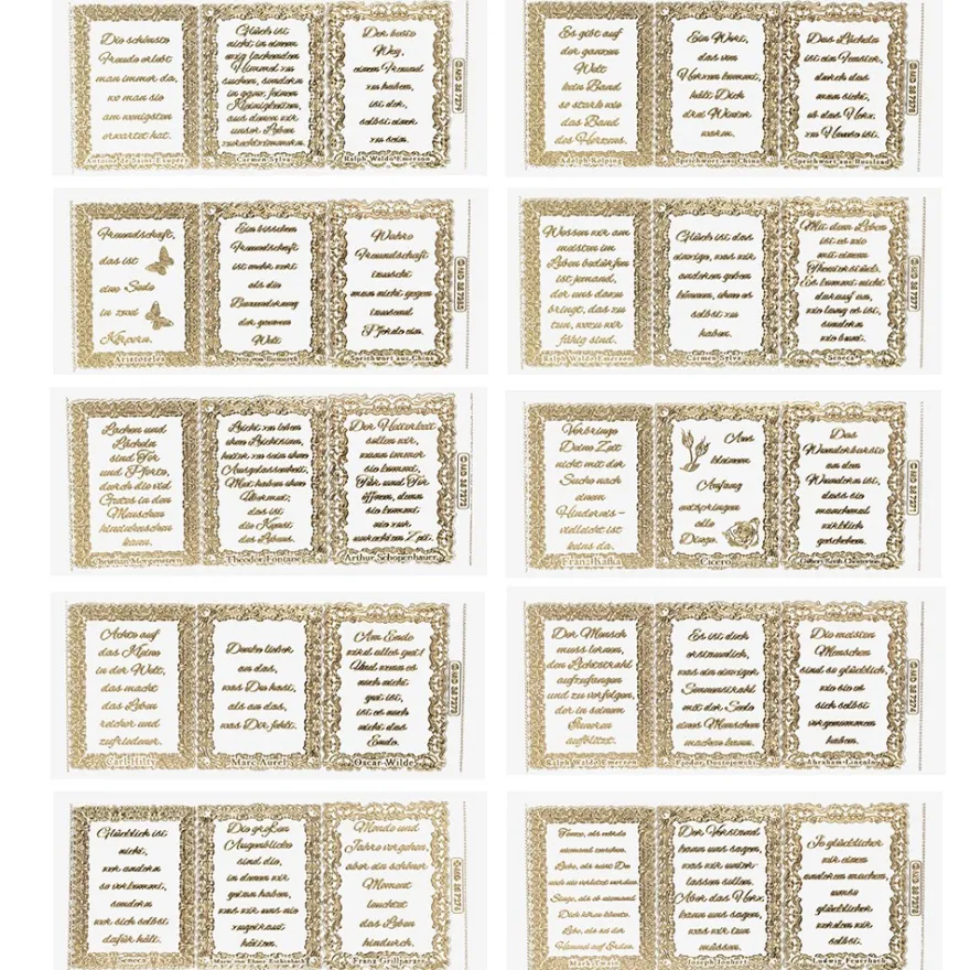 Gravur-Sticker, Lebensweisheiten 2, transparent/gold, 10 Bogen