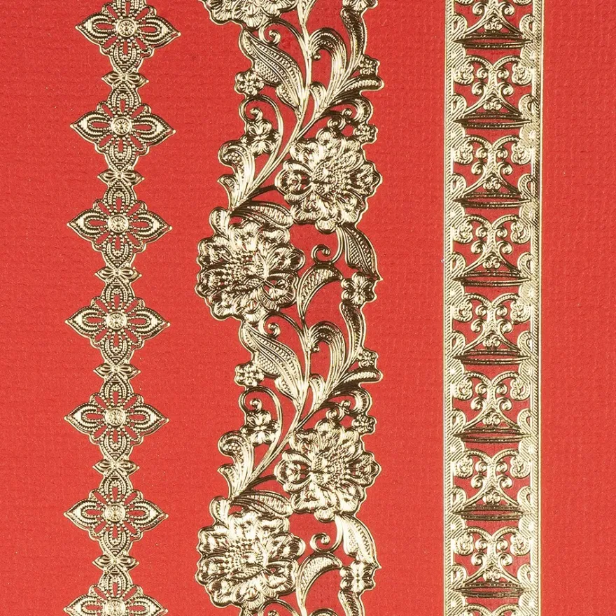 Gravur-Sticker, Spitzen-Bordüren, transparent/gold, 10 Bogen