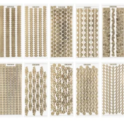 Gravur-Sticker, Spitzen-Bordüren, transparent/gold, 10 Bogen