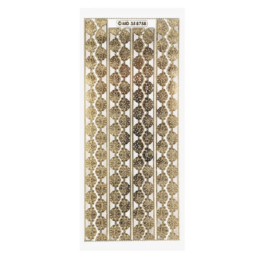 Gravur-Sticker, Spitzen-Bordüren, transparent/gold, 10 Bogen