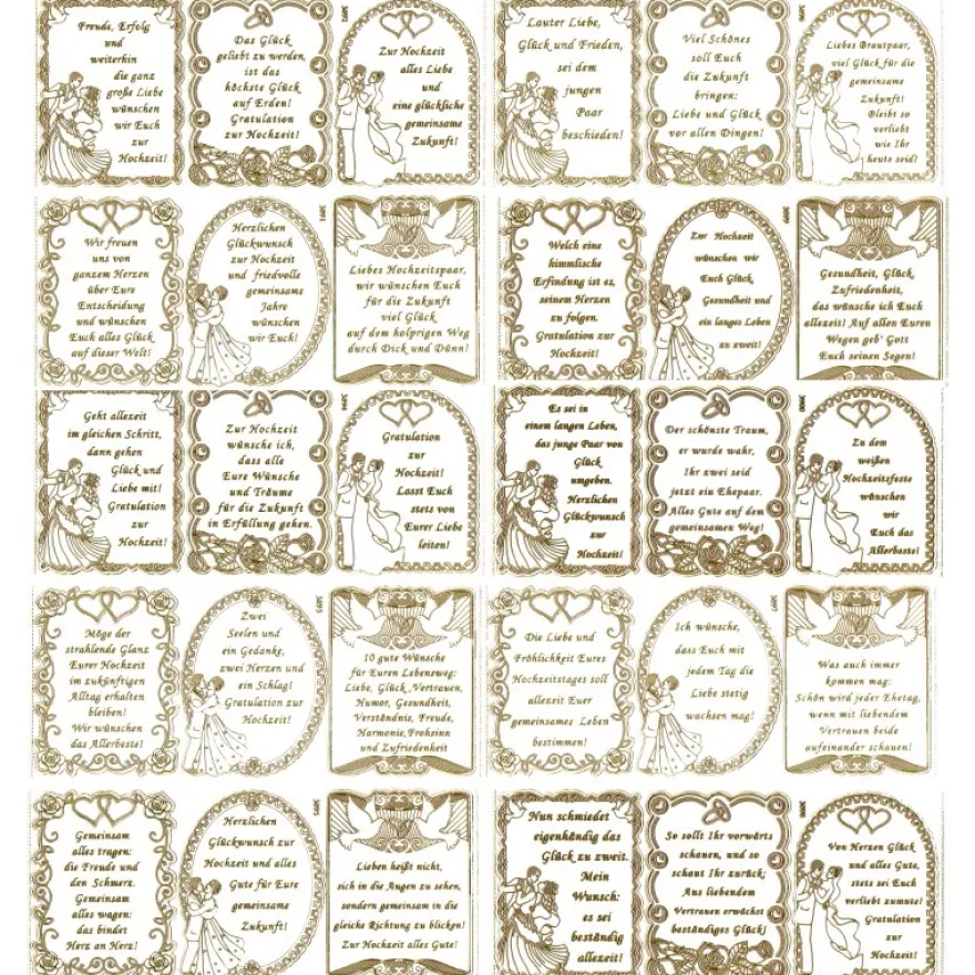 Gravur-Sticker, Sprüche, "Zur Hochzeit", 10 Bogen