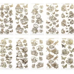 Gravur-Sticker, Vintage, transparent/gold, 10 Bogen
