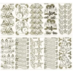 Gravur-Sticker, Weihnachtsmotive, transparent/gold, 10 Bogen
