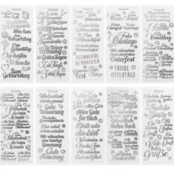 Gravur-Sticker, Wünsche & Gratulationen, transparent/silber, 10 Bogen
