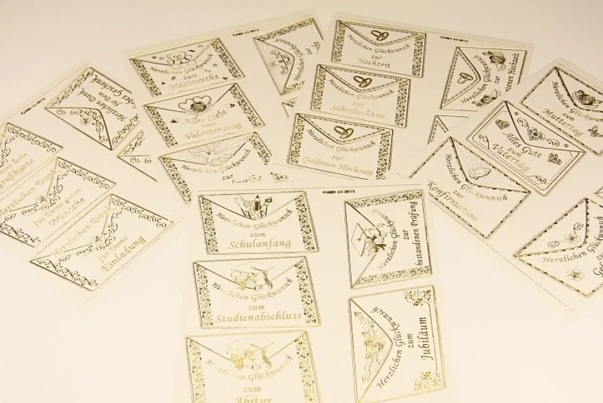 Gravur-Sticker XXL, 25 Brief-Grüße & Glückwünsche, 5 Bogen