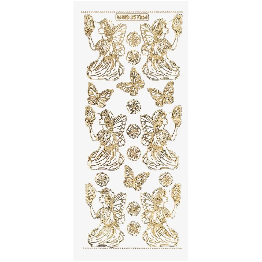 Gravur-Sticker, Zauberhafte Elfen, transparent/gold, 10 Bogen