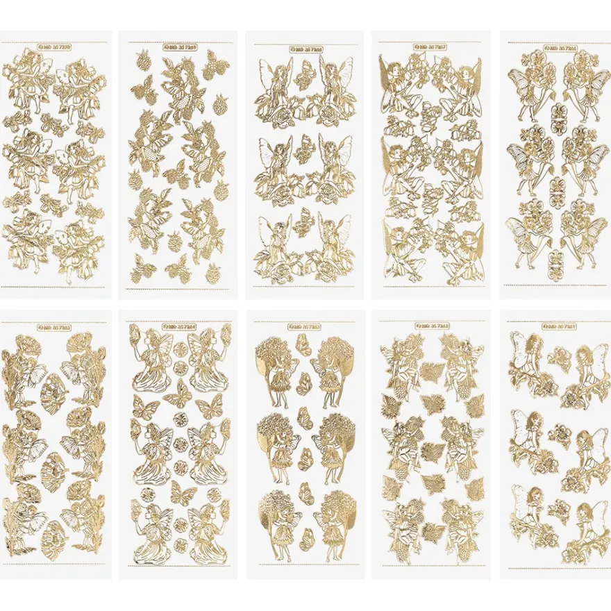 Gravur-Sticker, Zauberhafte Elfen, transparent/gold, 10 Bogen