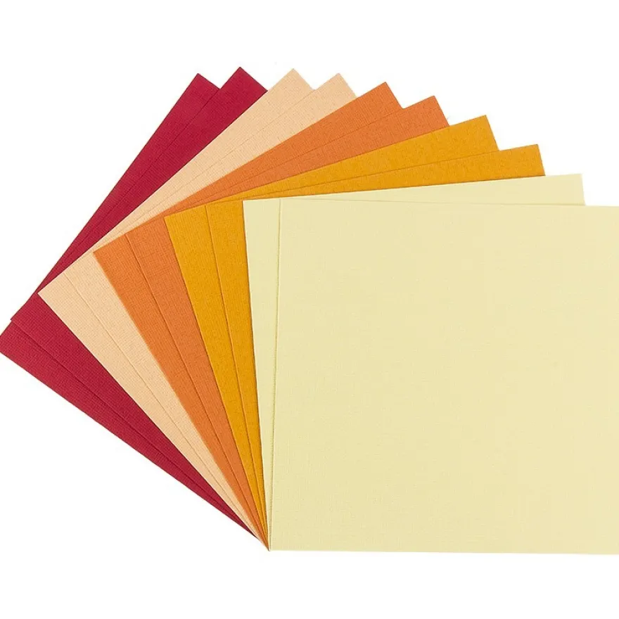 Grußkarten "Anna" in Leinen-Optik, 16x16cm, 5 Farben, Rot-/Gelbtöne, inkl. Umschläge, 10 Stück