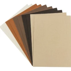 Grußkarten "Anna" in Leinen-Optik, C6, 5 Farben, Creme-/Brauntöne, inkl. Umschläge, 10 Stück
