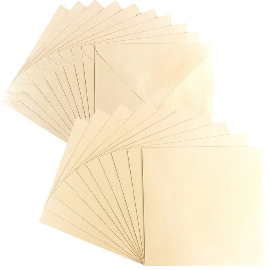 Grußkarten, Perlmutt, 16cm x 16cm, creme, inkl. Umschläge, 10 Stück