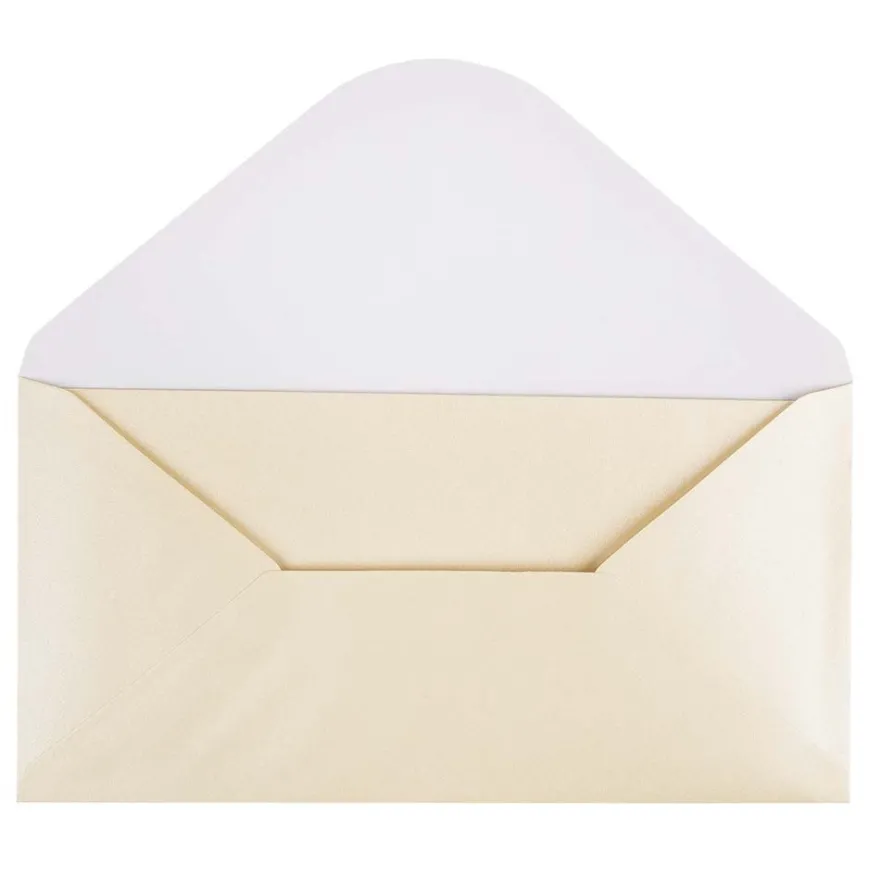 Grußkarten, Perlmutt, creme, 20-teilig, DIN lang, 10,5x21cm, 250 g/m², inkl. Umschläge, 10 Stück