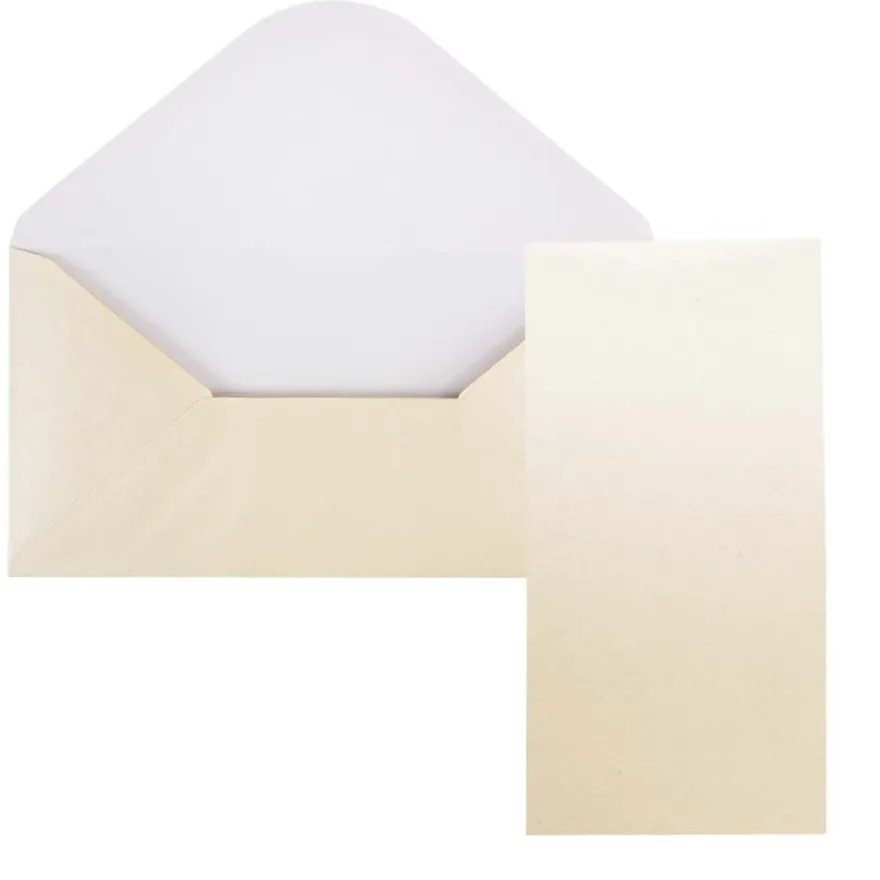 Grußkarten, Perlmutt, creme, 20-teilig, DIN lang, 10,5x21cm, 250 g/m², inkl. Umschläge, 10 Stück