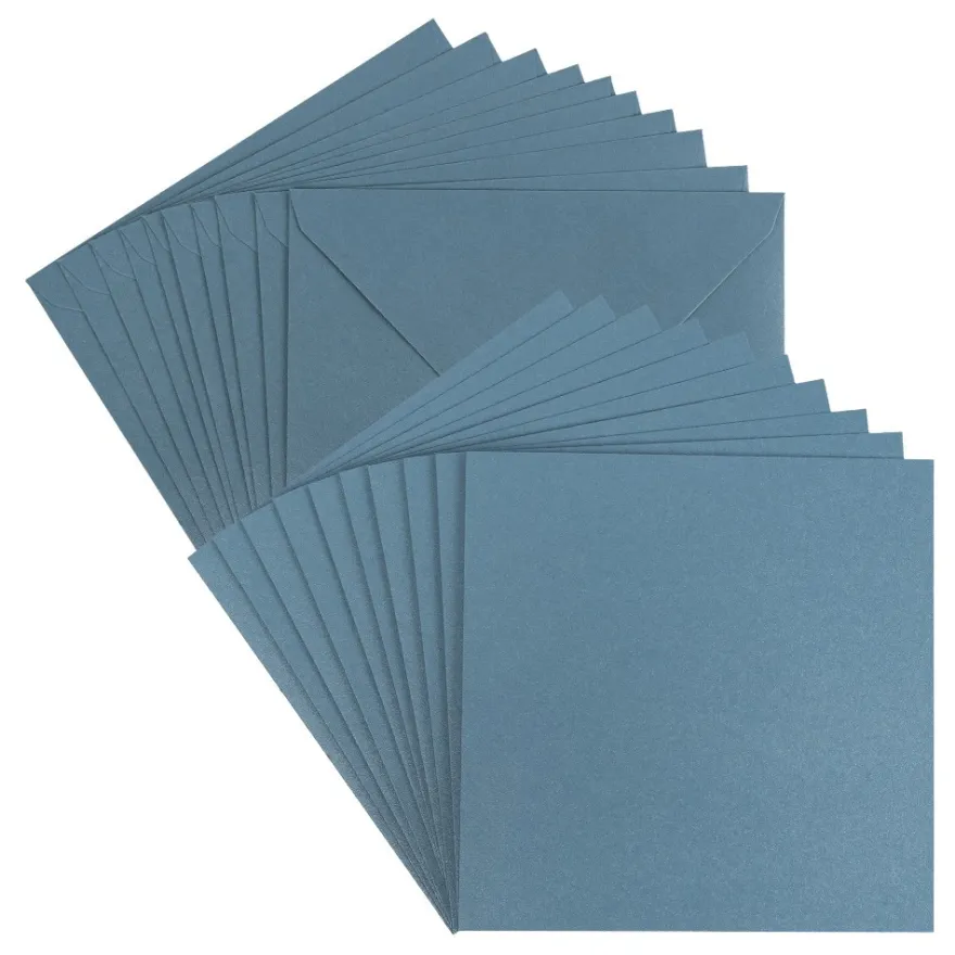 Grußkarten, Perlmutt, taubenblau, 16cm x 16cm, 250 g/m², inkl. Umschläge, 10 Stück