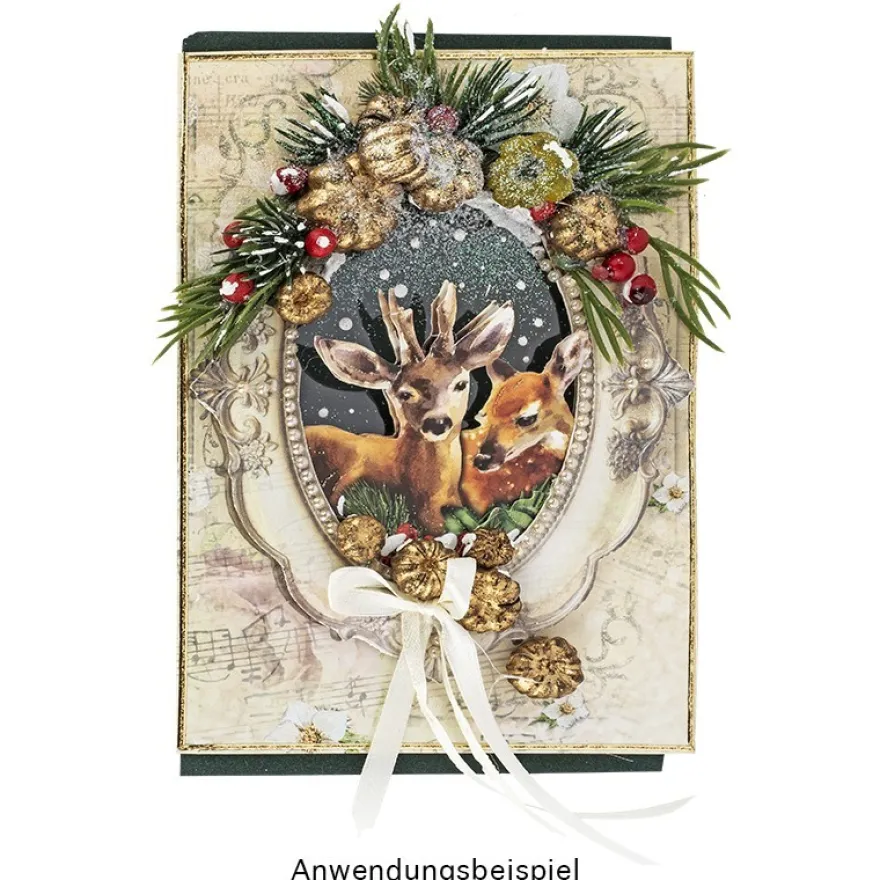 Grußkarten, Rahmen, Winter/Weihnachten, B6, 250g/m², 10 versch. Designs, inkl. Umschläge, 10 Stück