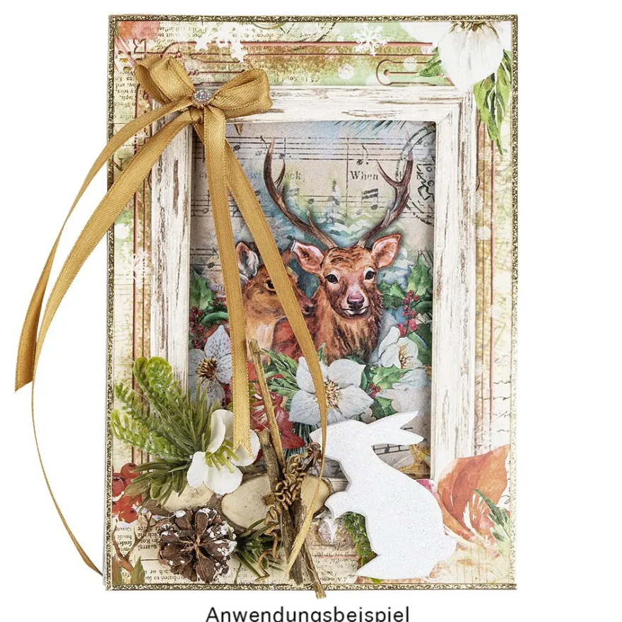 Grußkarten, Rahmen, Winter/Weihnachten, B6, 250g/m², 10 versch. Designs, inkl. Umschläge, 10 Stück