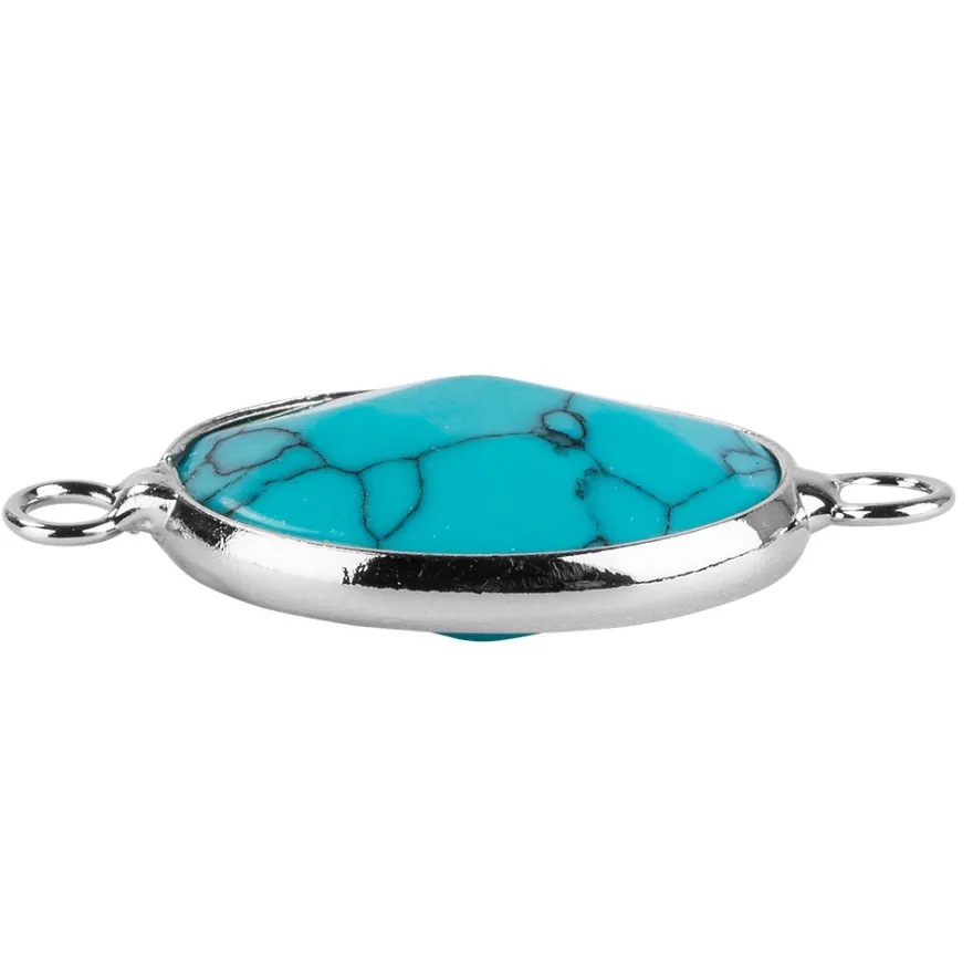 Halbedel-Schmucksteine, Labradorit, Sandstein, Aventurin, Türkis, 29mm x 14mm x 5mm, 4 Stück