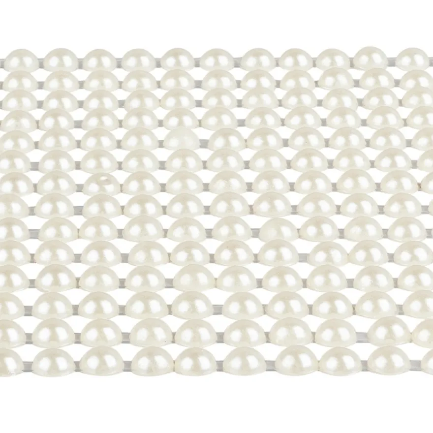 Halbperlen-Bordüren, 10cm x 30cm, rund: Ø 3mm, Ø 4mm, Ø 5mm, selbstklebend, naturweiß, 3 Bogen
