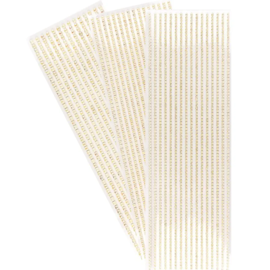 Halbperlen-Bordüren, rund: Ø 3mm, Ø 4mm, Ø 5mm, selbstklebend, creme-irisierend, 3 Bogen