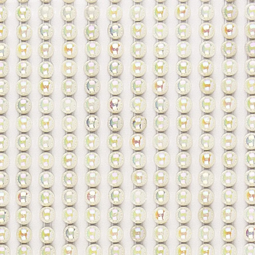 Halbperlen-Bordüren, rund: Ø 3mm, Ø 4mm, Ø 5mm, selbstklebend, naturweiß-irisierend, 3 Bogen