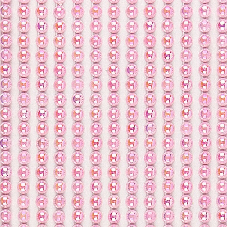 Halbperlen-Bordüren, rund: Ø 3mm, Ø 4mm, Ø 5mm, rosa-irisierend, 3 Bogen