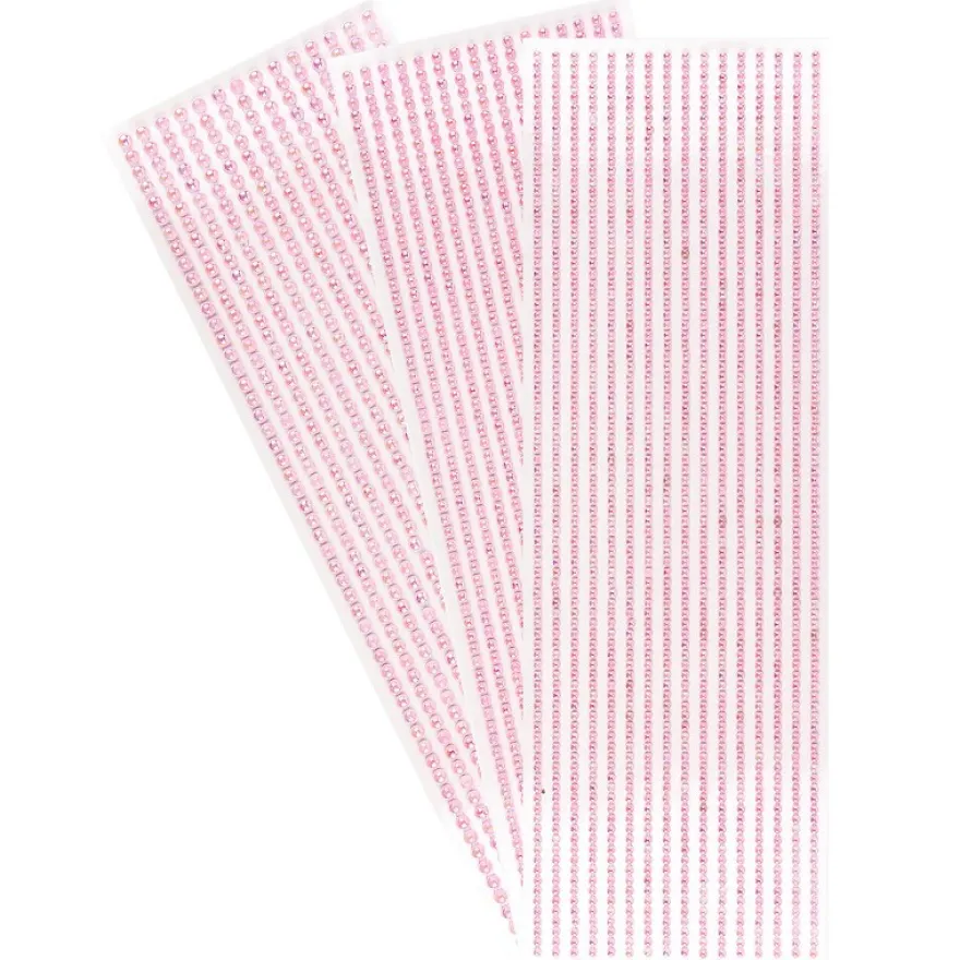 Halbperlen-Bordüren, rund: Ø 3mm, Ø 4mm, Ø 5mm, rosa-irisierend, 3 Bogen