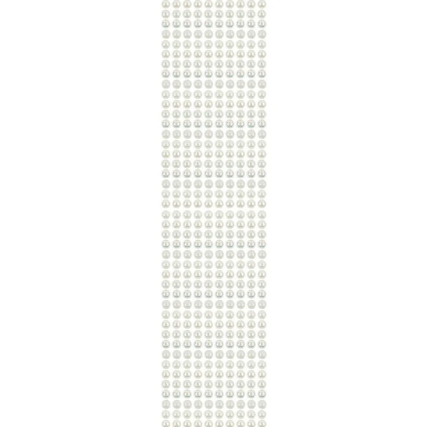 Halbperlen-Bordüren, selbstklebend, Ø6mm, 29cm, 10 Stück, creme-irisierend
