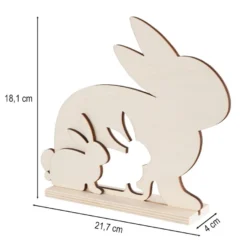 Hase mit Hasenkind, aus Holz, zum Aufstellen, 21,7cm x 4cm x 18,1cm
