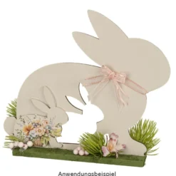 Hase mit Hasenkind, aus Holz, zum Aufstellen, 21,7cm x 4cm x 18,1cm