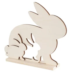 Hase mit Hasenkind, aus Holz, zum Aufstellen, 21,7cm x 4cm x 18,1cm
