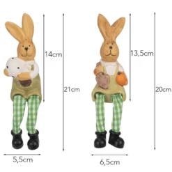 Hasen 1 mit Schlenkerbeinen, 20cm/21cm hoch, Kantenhocker, 2 Stück