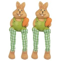 Hasen 2 mit Schlenkerbeinen, 18cm hoch, Kantenhocker, 2 Stück