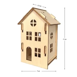 Haus aus Holz, zum Zusammenstecken, Design 2, 7cm x 6,1cm x 11cm