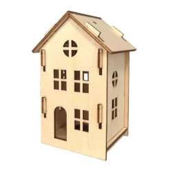 Haus aus Holz, zum Zusammenstecken, Design 2, 7cm x 6,1cm x 11cm