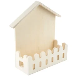 Haus mit Zaun, Holz, 13cm x 16cm x 5cm, zum Aufstellen