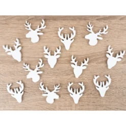 Hirschköpfe,verschiedene Designs, 4mm stark, weiß, 12 Stück