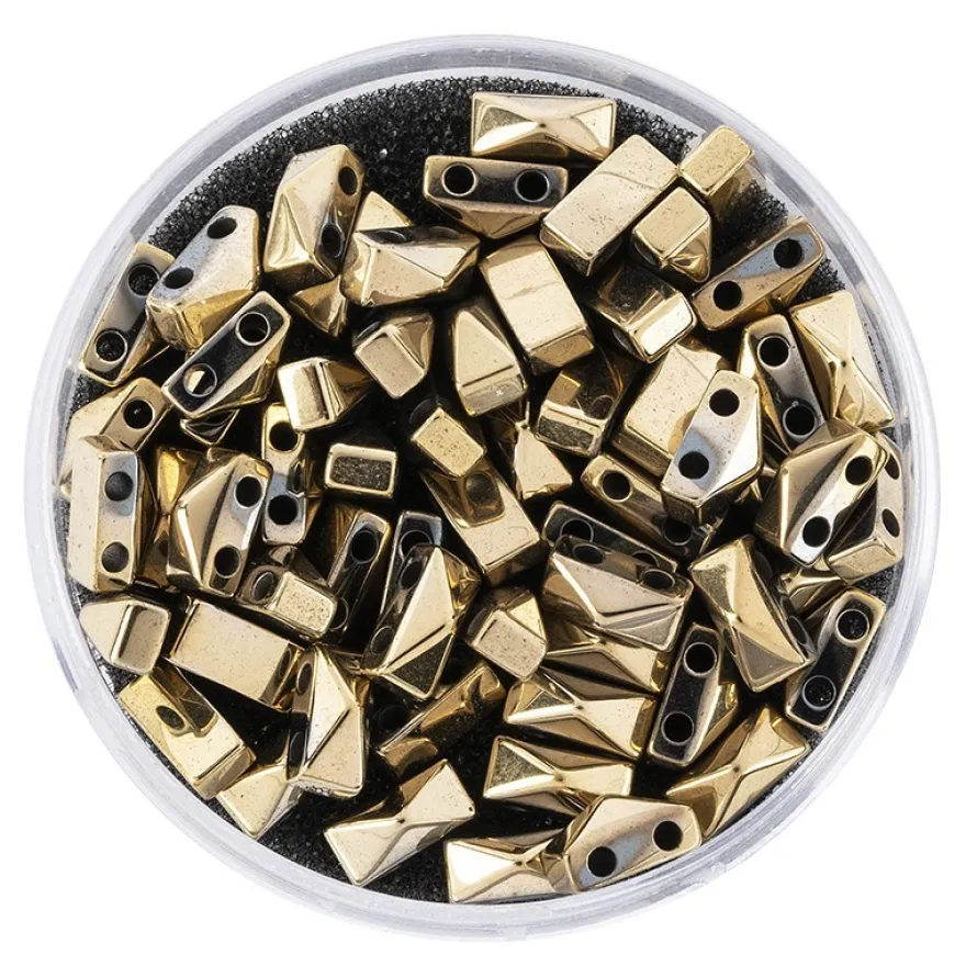 Hämatit-Perlen, Pyramide, 4mm x 6mm x 3mm, metallic-hellgold, 60 Stück