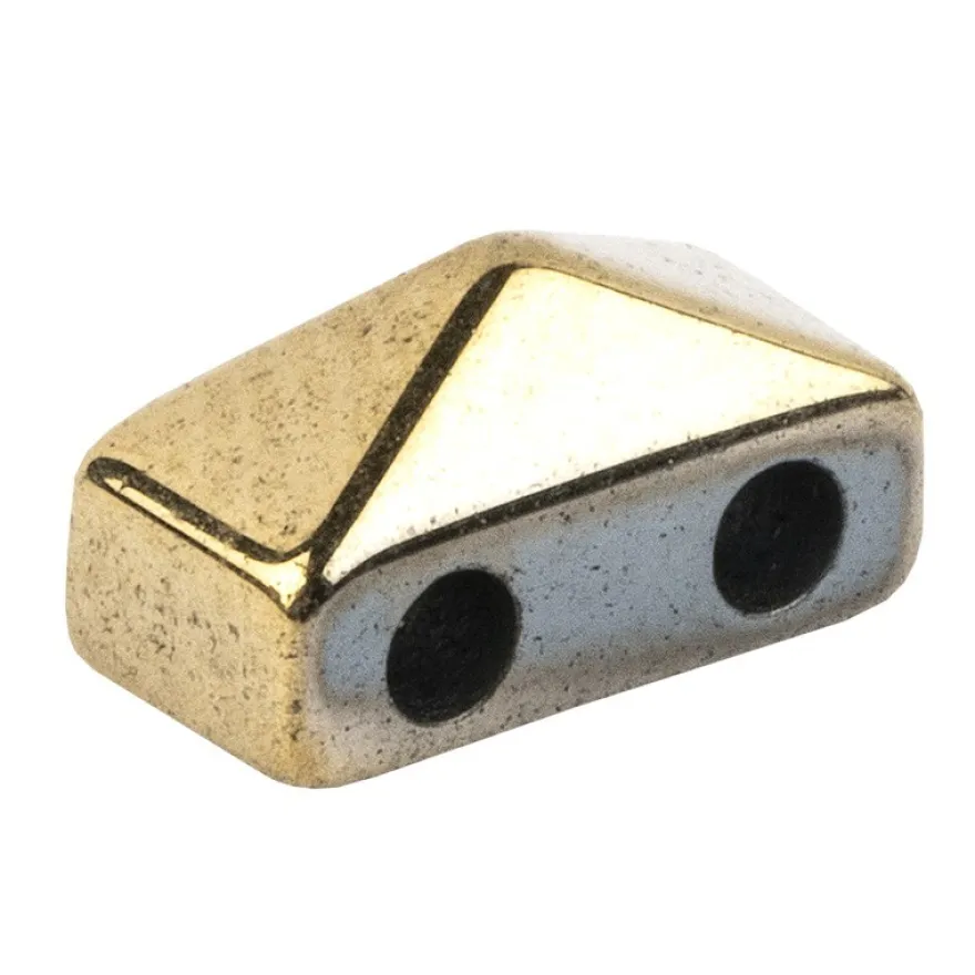 Hämatit-Perlen, Pyramide, 4mm x 6mm x 3mm, metallic-hellgold, 60 Stück